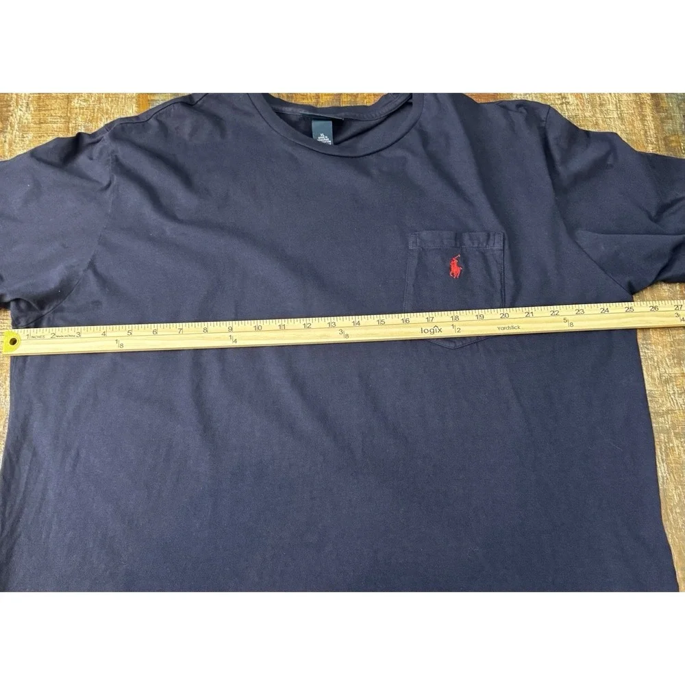 Polo Ralph Lauren Pocket T Shirt Mens XL Navy Blue Red Pony Cotton Crew Neck Tee